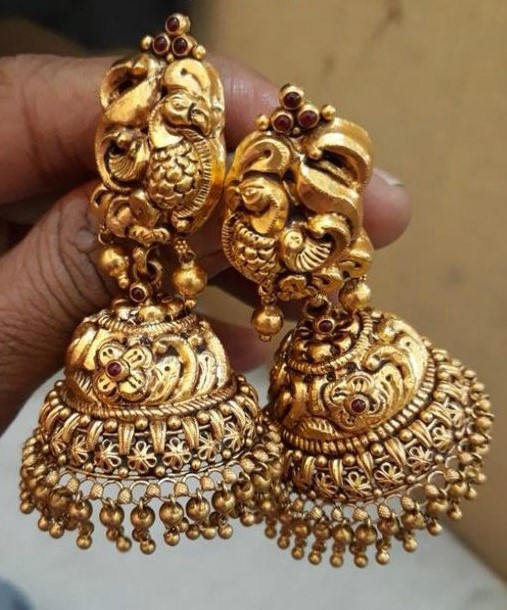 Lord lakshmi devi gold jhumkas - Fashion Beauty Mehndi Jewellery Blouse ...