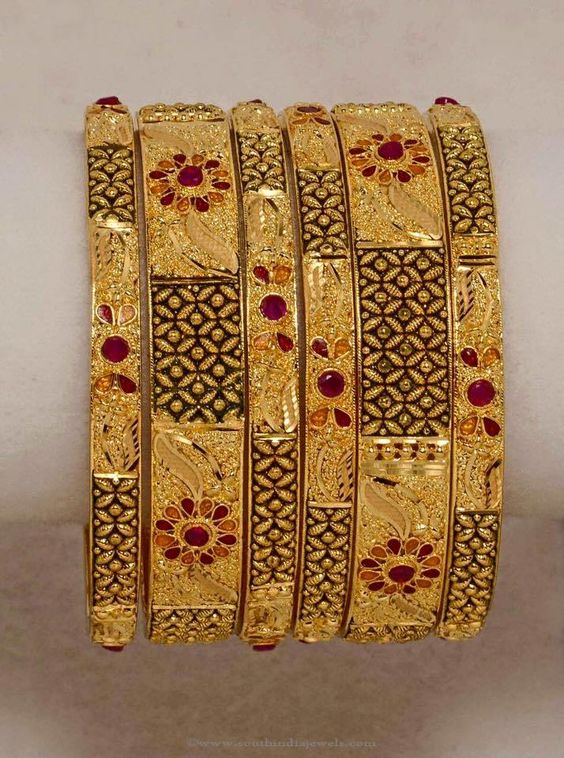 Gold bangles set - Fashion Beauty Mehndi Jewellery Blouse 