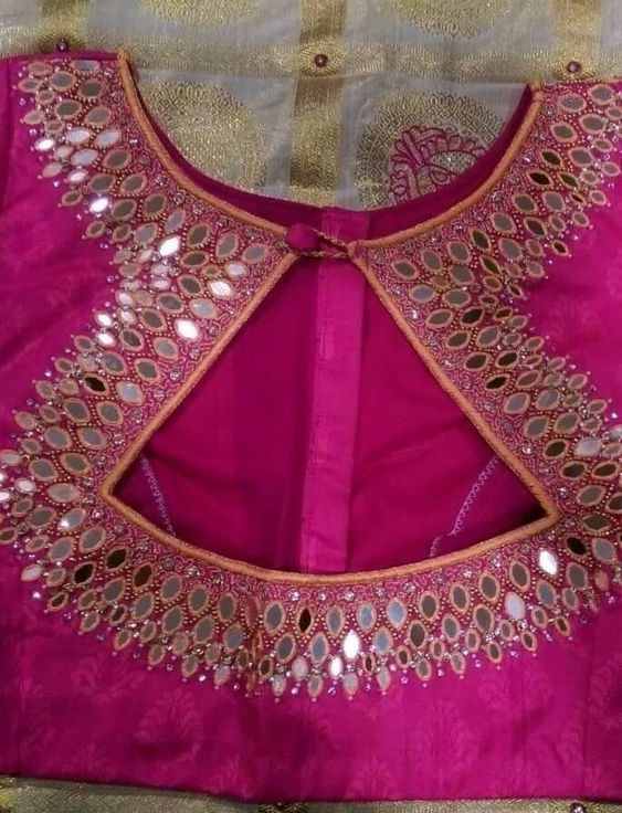 Simple mirror work blouse designs - Fashion Beauty Mehndi 