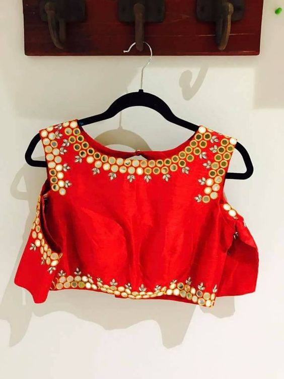 Simple mirror work blouse designs - Fashion Beauty Mehndi 