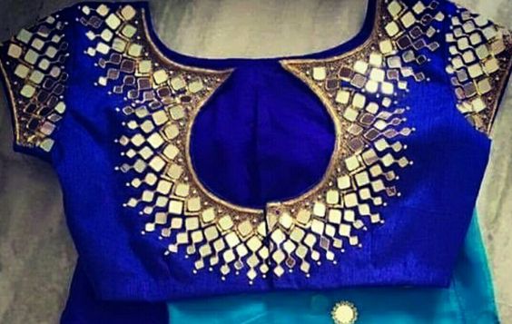 Simple mirror work blouse designs - Fashion Beauty Mehndi 