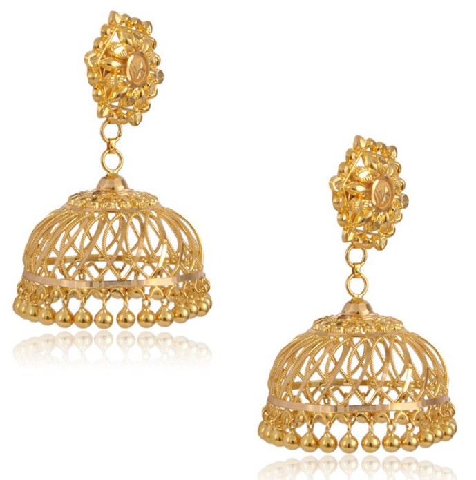 Latest Best Gold Jhumkas - Fashion Beauty Mehndi Jewellery Blouse Design