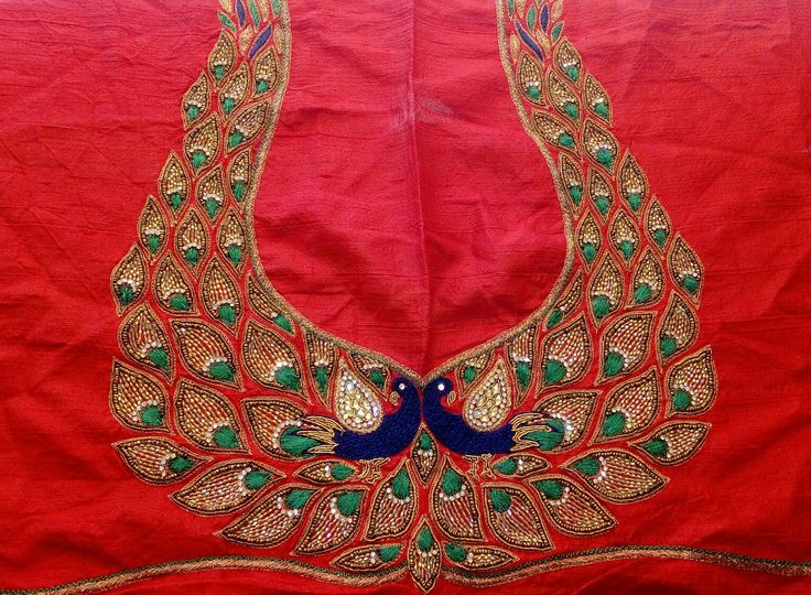 Peacock embroidery blouse designs - Fashion Beauty Mehndi 