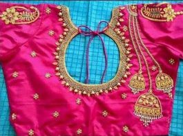 Simple blous neck designs for silk sarees