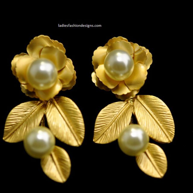 Beautiful pure gold ear drops designs Fashion Beauty Mehndi Jewellery