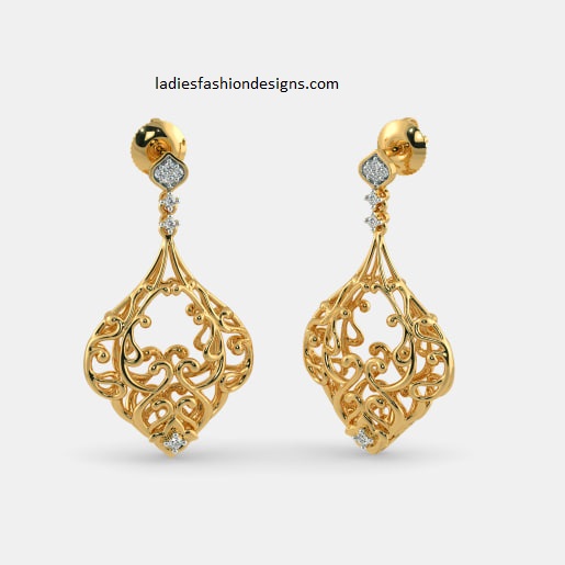 Beautiful pure gold ear drops designs Fashion Beauty Mehndi Jewellery