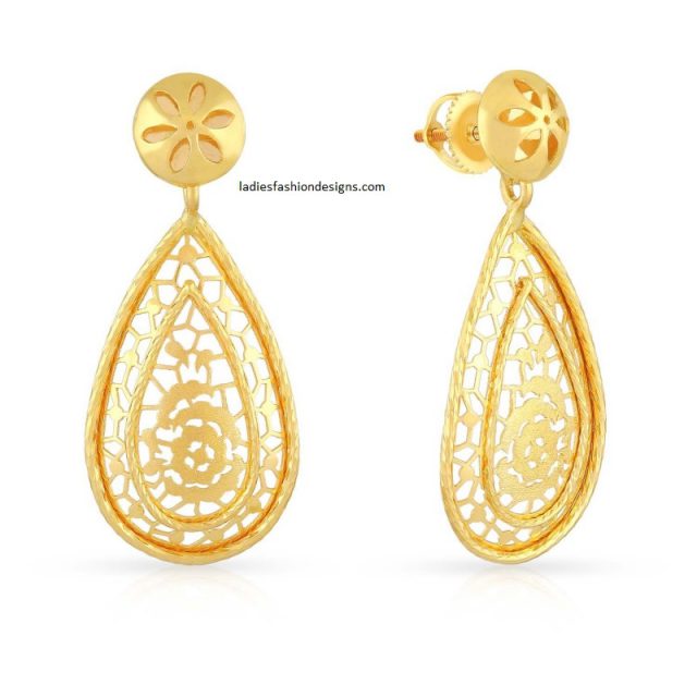 Beautiful pure gold ear drops designs Fashion Beauty Mehndi Jewellery
