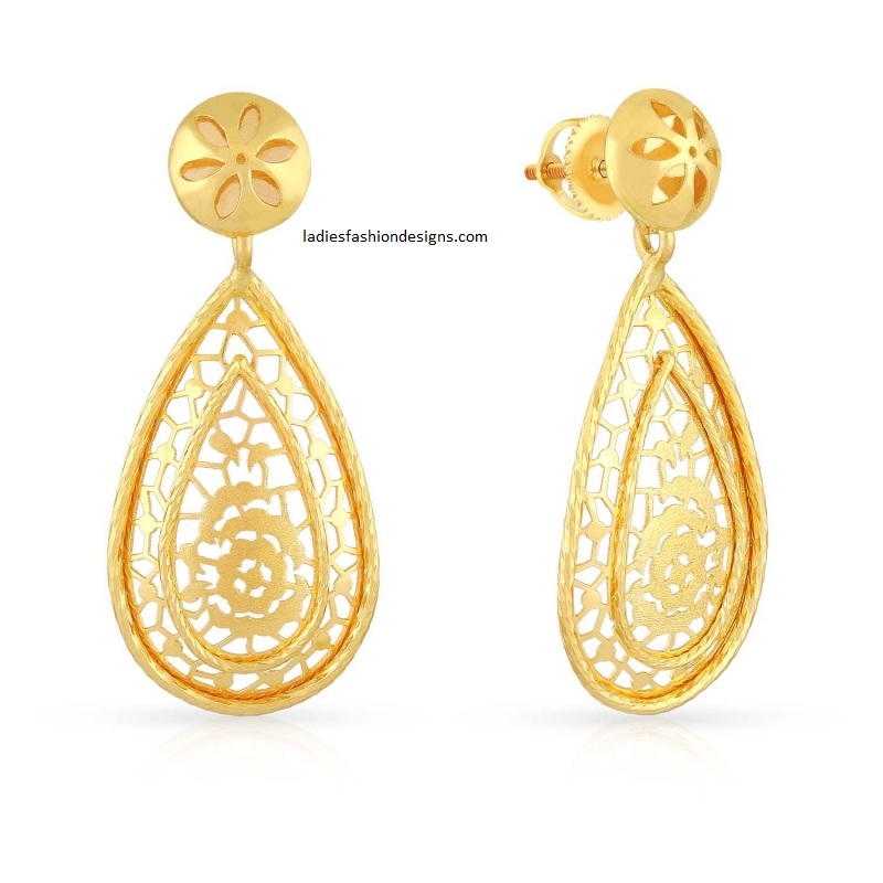 Beautiful pure gold ear drops designs Fashion Beauty Mehndi Jewellery