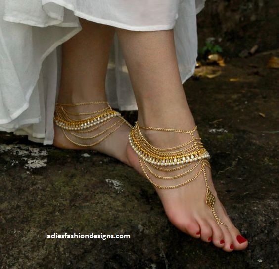 New design gold bridal heavy anklets Fashion Beauty Mehndi Jewellery