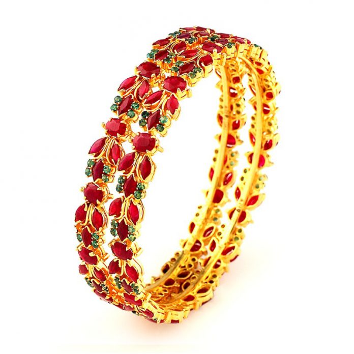 Beautiful Gold Ruby Bangle Designs - Fashion Beauty Mehndi Jewellery ...