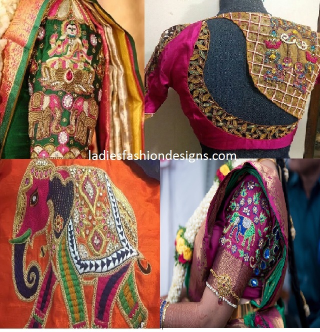 Unique beautiful elephant blouse designs fashion beauty mehndi Unique beautiful elephant blouse designs fashion beauty mehndi