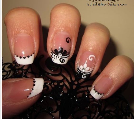 Nail art of different cute french designs - Fashion Beauty Mehndi ...