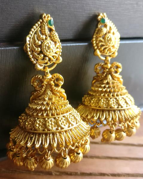 Simple gold jhumkas with stones - Fashion Beauty Mehndi Jewellery ...
