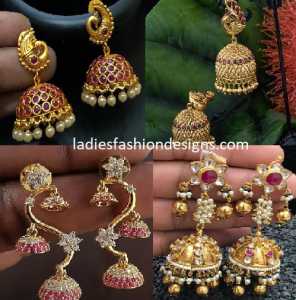 Buy New Jhumkas Design Gold Plated Ruby Stone Kerala Jimiki Earring Buy  Online Shopping