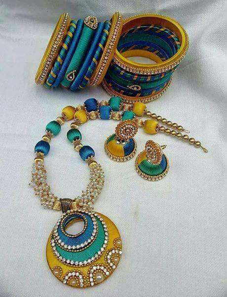 Silk Thread Bangles with Matching Earrings - Fashion Beauty Mehndi ...